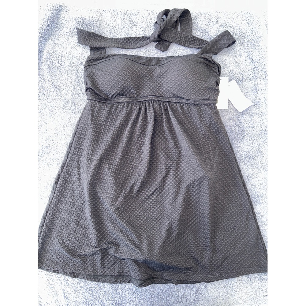 Lands' End Black Swimsuit Dress Halter Sleeveless One Piece Bathing Suit Small